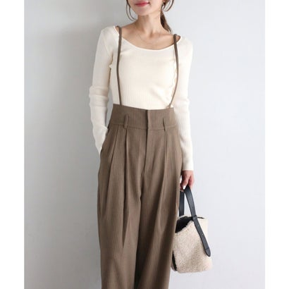 ボンジュールサガン BONJOUR SAGAN ピンストライプサス付きパンツ （KHAKI-BEIGE）｜詳細画像