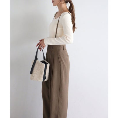 ボンジュールサガン BONJOUR SAGAN ピンストライプサス付きパンツ （KHAKI-BEIGE）｜詳細画像