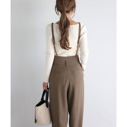 ボンジュールサガン BONJOUR SAGAN ピンストライプサス付きパンツ （KHAKI-BEIGE）｜詳細画像