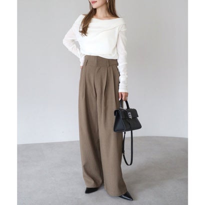 ボンジュールサガン BONJOUR SAGAN ピンストライプサス付きパンツ （KHAKI-BEIGE）｜詳細画像