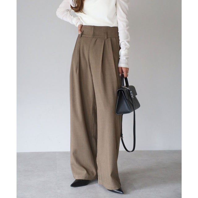 ピンストライプサス付きパンツ （KHAKI-BEIGE）