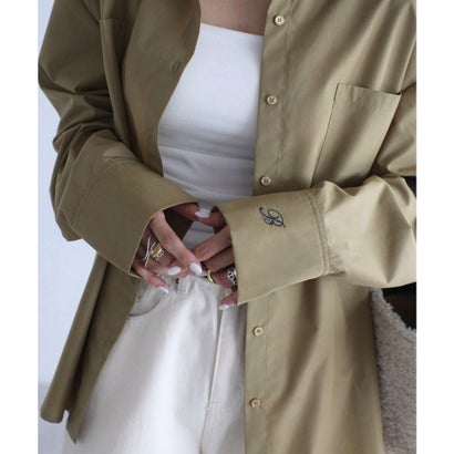 ボンジュールサガン BONJOUR SAGAN ロゴ刺繍シャツ （KHAKI-BEIGE）｜詳細画像