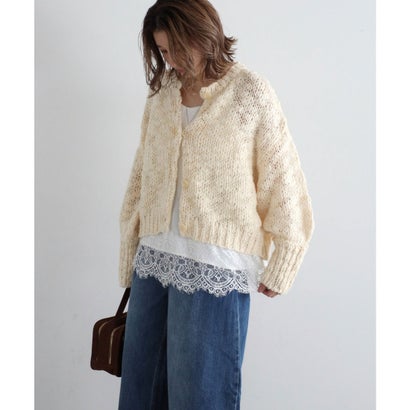 ボンジュールサガン BONJOUR SAGAN ハンドライクボリュームスラブニットカーディガン （IVORY）｜詳細画像