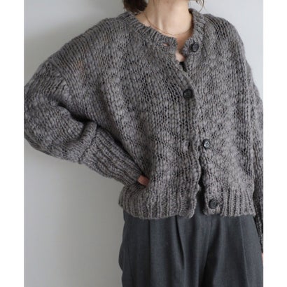 ボンジュールサガン BONJOUR SAGAN ハンドライクボリュームスラブニットカーディガン （CHARCOAL-GRAY）｜詳細画像