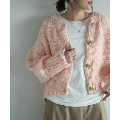 ボンジュールサガン BONJOUR SAGAN ハンドライクボリュームスラブニットカーディガン （LIGHT-PINK）｜詳細画像