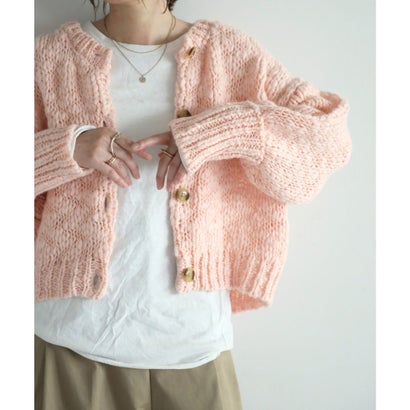 ボンジュールサガン BONJOUR SAGAN ハンドライクボリュームスラブニットカーディガン （LIGHT-PINK）｜詳細画像