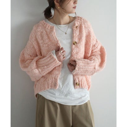 ボンジュールサガン BONJOUR SAGAN ハンドライクボリュームスラブニットカーディガン （LIGHT-PINK）｜詳細画像