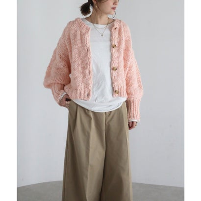 ボンジュールサガン BONJOUR SAGAN ハンドライクボリュームスラブニットカーディガン （LIGHT-PINK）｜詳細画像