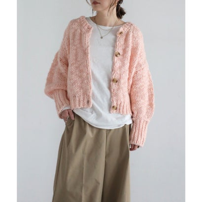 ボンジュールサガン BONJOUR SAGAN ハンドライクボリュームスラブニットカーディガン （LIGHT-PINK）｜詳細画像