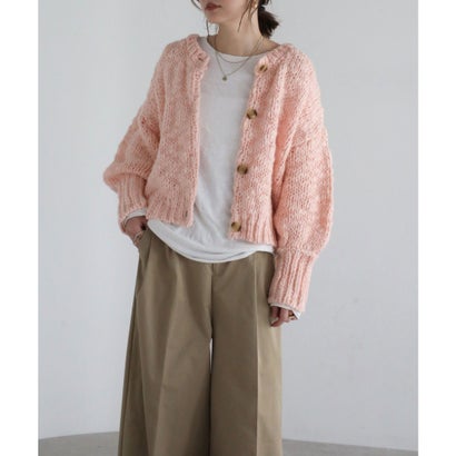 ボンジュールサガン BONJOUR SAGAN ハンドライクボリュームスラブニットカーディガン （LIGHT-PINK）｜詳細画像