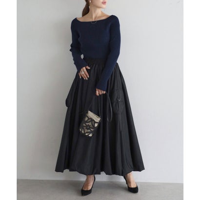 ワイドリブスクエアネックニット （NAVY）｜詳細画像
