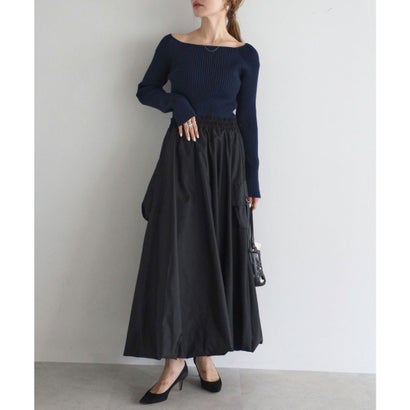 ワイドリブスクエアネックニット （NAVY）｜詳細画像