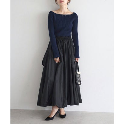ワイドリブスクエアネックニット （NAVY）｜詳細画像