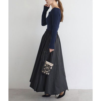 ワイドリブスクエアネックニット （NAVY）｜詳細画像
