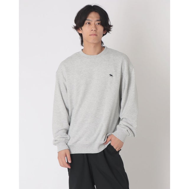 【POLO CHAMPS】 ビッグシルエットワンポイント刺繍裏毛スウェット （グレー）