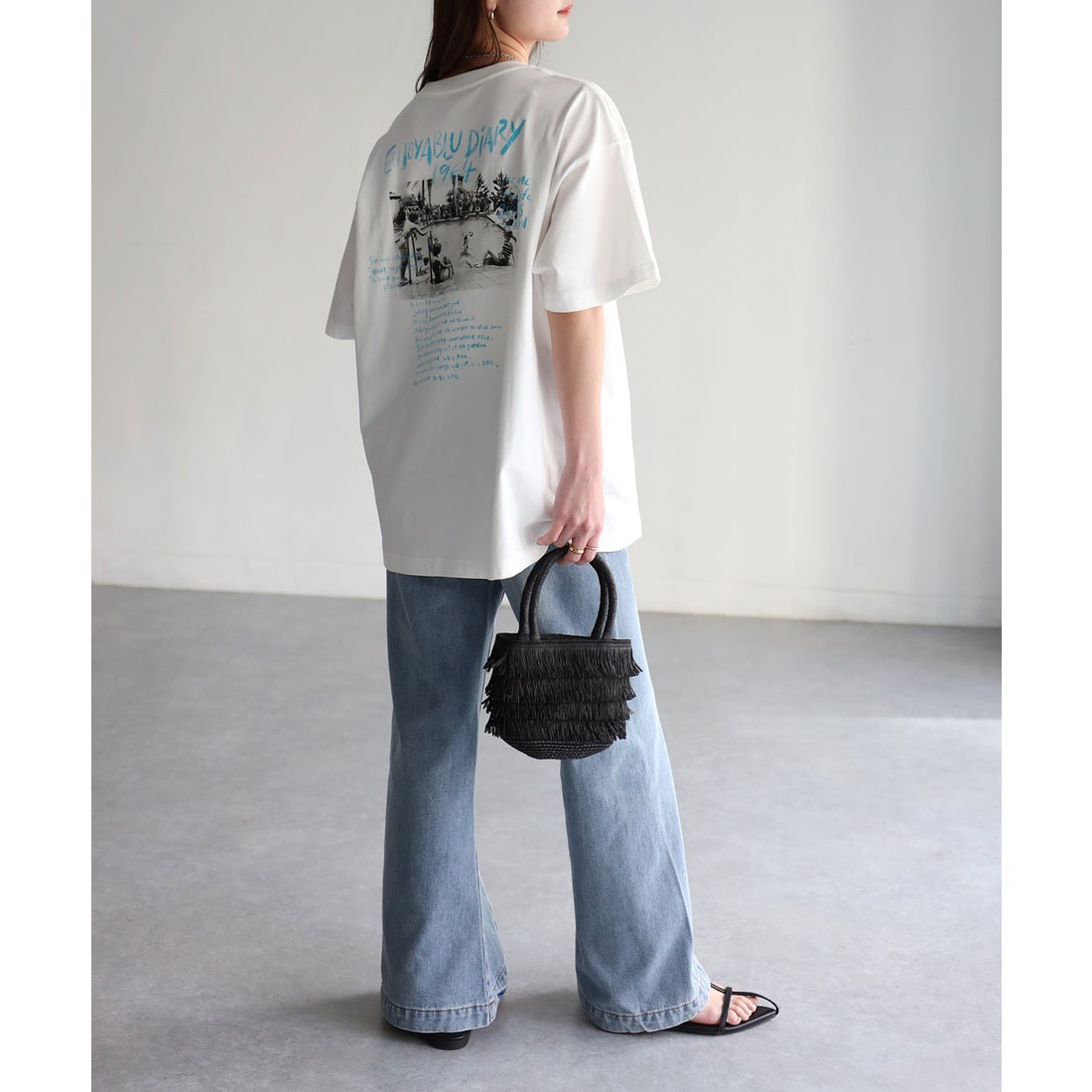 リベリー Riberry 手書き風ロゴバックプリントフォトTシャツ （オフ