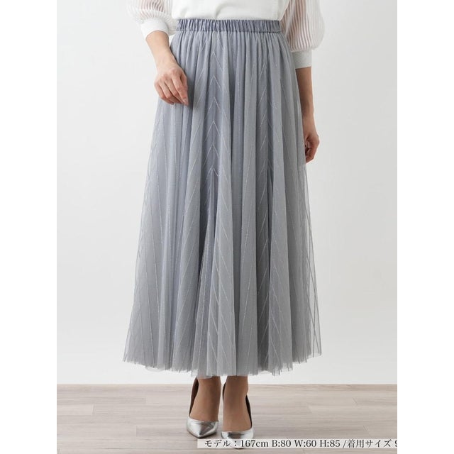 【店舗人気】メッシュフレアスカート （サックスブルー）