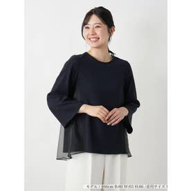【店舗人気】チュール切替ブラウス （ネイビー）