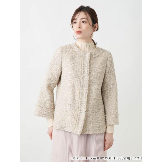 【店舗人気】ノーカラージャケット （キャメル）