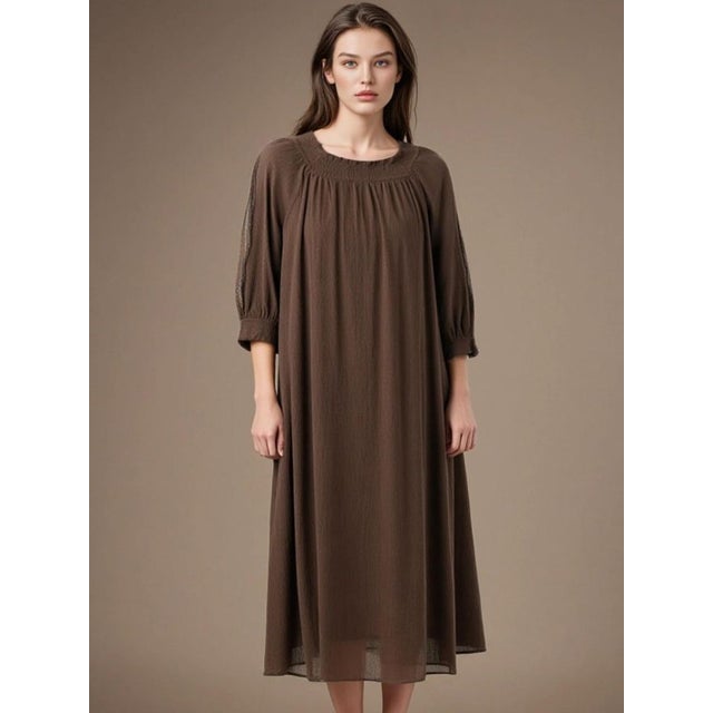 ギャザーワンピース （ダークブラウン系）