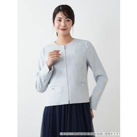 【店舗人気】ノーカラージャケット （サックスブルー）