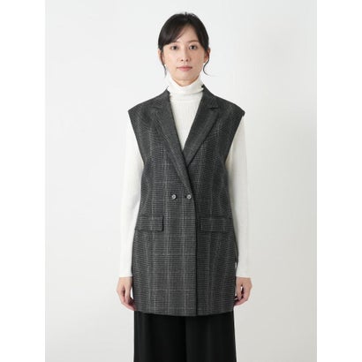 千鳥格子柄ダブルベスト （チャコール系）｜詳細画像