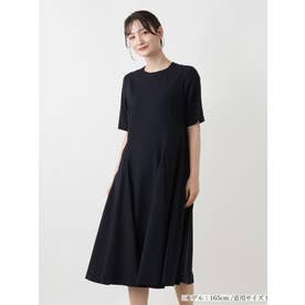 クルーネックフレアワンピース （ネイビー）