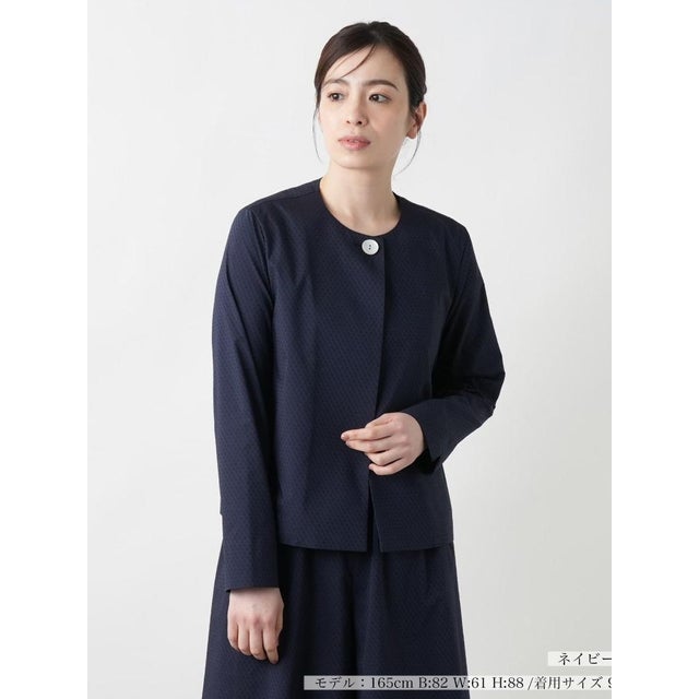 【店舗人気】ノーカラージャケット （ネイビー）