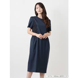 レース刺繍クルーネックワンピース （ブルー系）