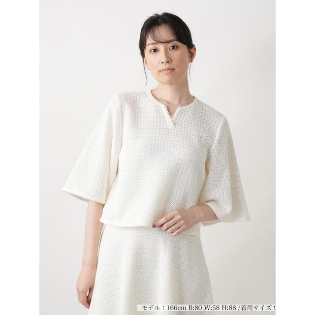 【店舗人気】キーネックブラウス （アイボリー）