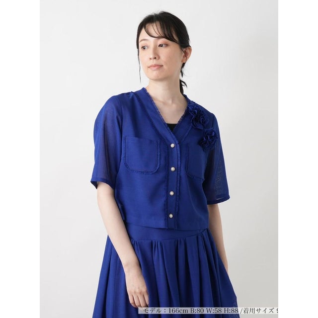 【店舗人気】ノーカラージャケット （コバルトブルー）