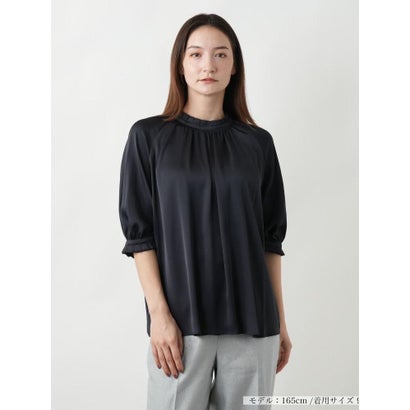 ブールジュ BOURGE 【店舗人気】フリルネックブラウス （ネイビー）｜詳細画像