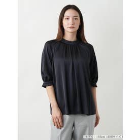 【店舗人気】フリルネックブラウス （ネイビー）