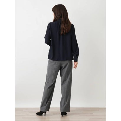 レース切替ピンタックブラウス （ネイビー）｜詳細画像