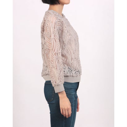 ブローディア BRODIAEA シアー刺繍レースプルオーバー （グレイッシュベージュ）｜詳細画像