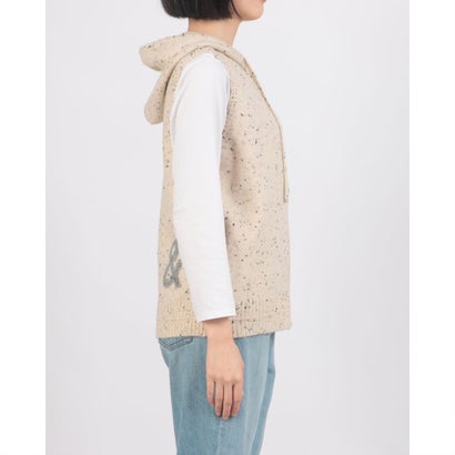 ネップヤーン ロゴフーディベスト （ベージュ）｜詳細画像