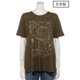 【日本製 】ロイヤルクール強撚SZ天竺 ロゴTシャツ （カーキ）