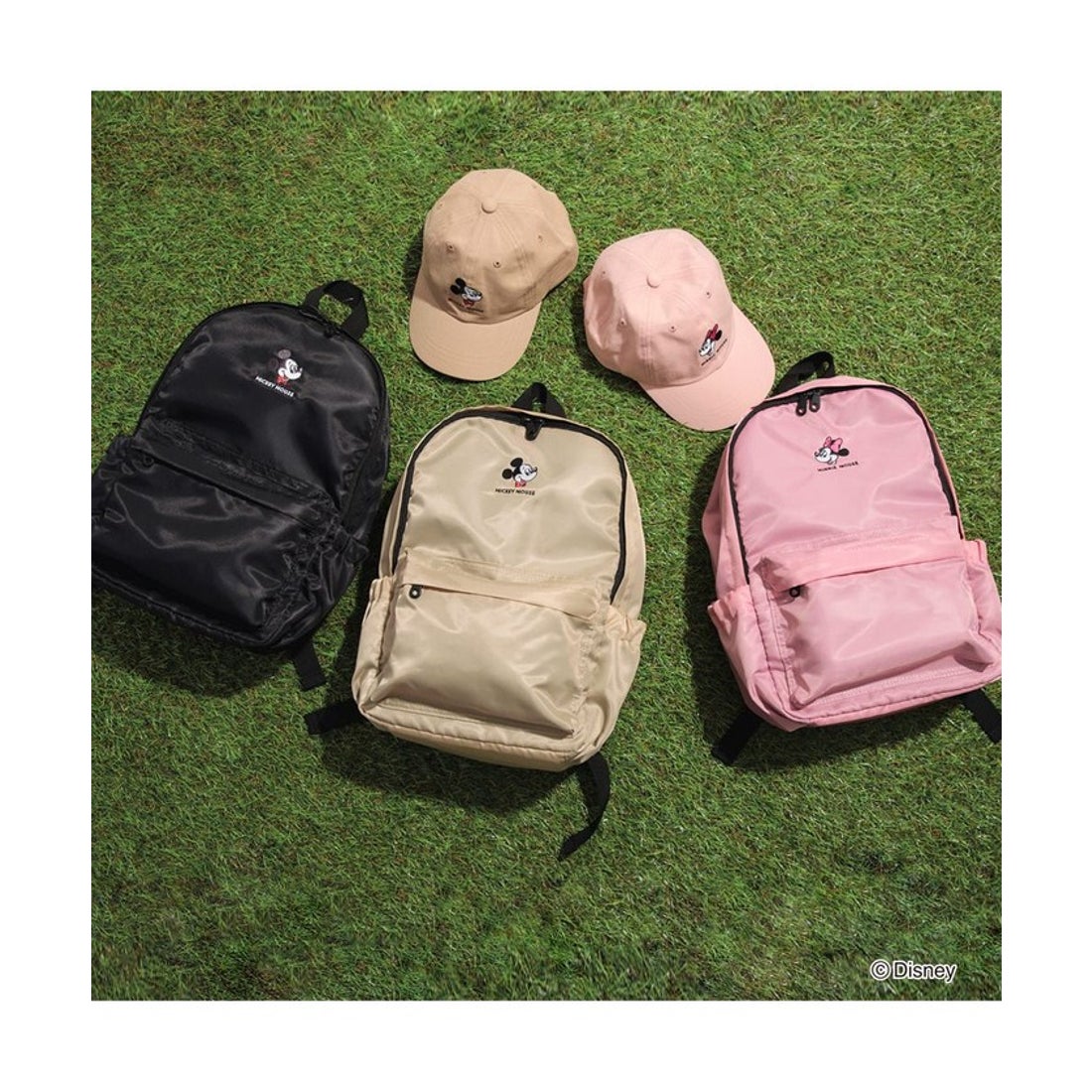 新品未使用】ミッキー柄 ベージュ ナイロンリュック ブランシェス 