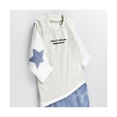 ブランシェス branshes 星モチーフ長袖カバーオール【返品不可商品】 （生成）｜詳細画像