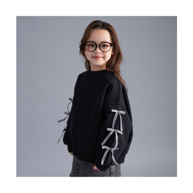 【WEB限定/DRC/裏起毛】ガールズアソートデザイントレーナー （85:ブラック1）