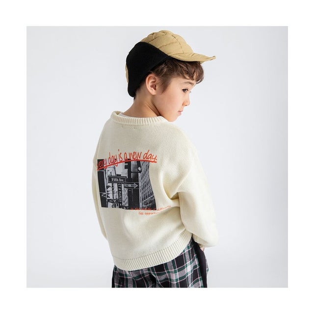 バックフォトプリントニット （アイボリー）