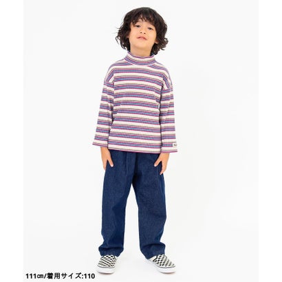 ハイネックリブボーダーTシャツ （ブラック）｜詳細画像