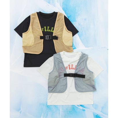 サマーエール 冷っほーい！保冷剤ベスト付きTシャツ  UVカット 接触冷感 （ブラック）｜詳細画像