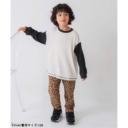 WEB限定  総柄＆ロゴワッフルTシャツ  （ボーダー柄）｜詳細画像