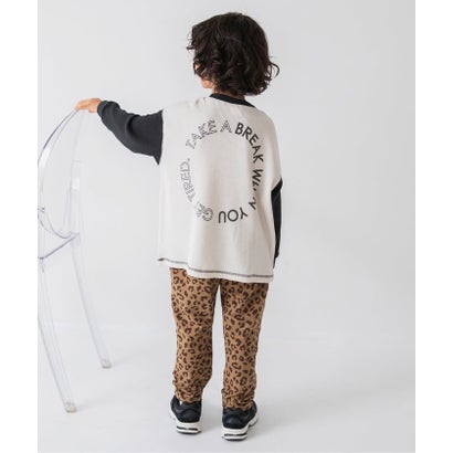 WEB限定  総柄＆ロゴワッフルTシャツ  （ボーダー柄）｜詳細画像