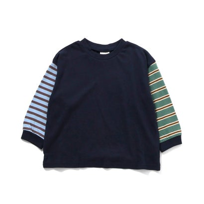ブリーズ BREEZE WEB限定  ゆったりシルエット無地・ボーダーTシャツ （パープル）｜詳細画像