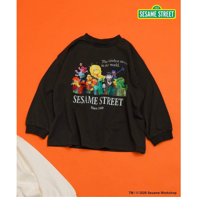 SESAME STREET フォトアート長袖Tシャツ  （チャコール）