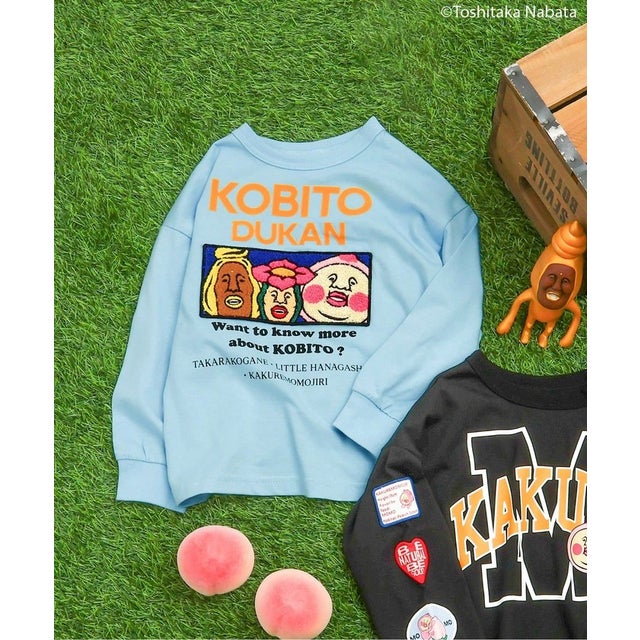こびとづかん ワッペン長袖Tシャツ  （ブルー）