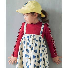【リンク】袖フリルメロウリブTシャツ （レッド）