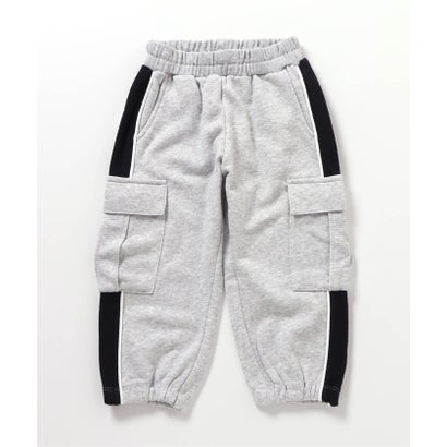 WEB限定  ライン裏毛カーゴパンツ(セットアップ可)  10分丈 （グレー）｜詳細画像